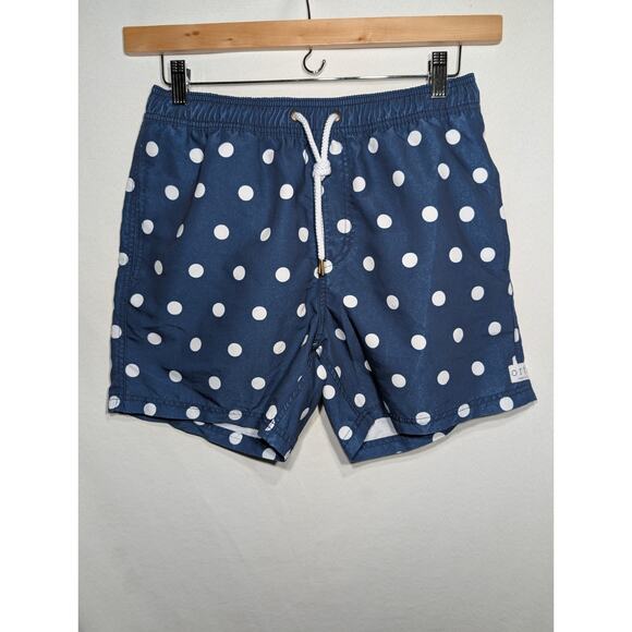 ORTC Mens Henley Swim Shorts Sz M Polka Dots Navy White AU Beach Resort Vacation - Picture 1 of 12